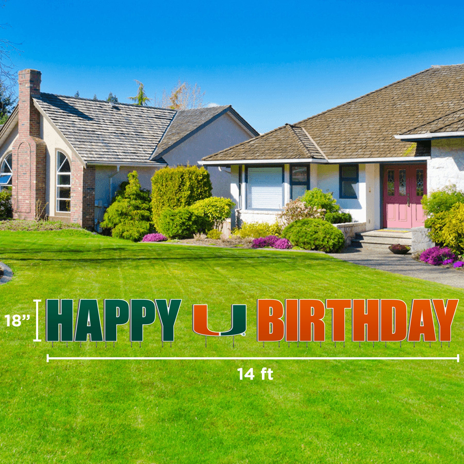 Miami Hurricanes Happy Birthday U Lawn Display