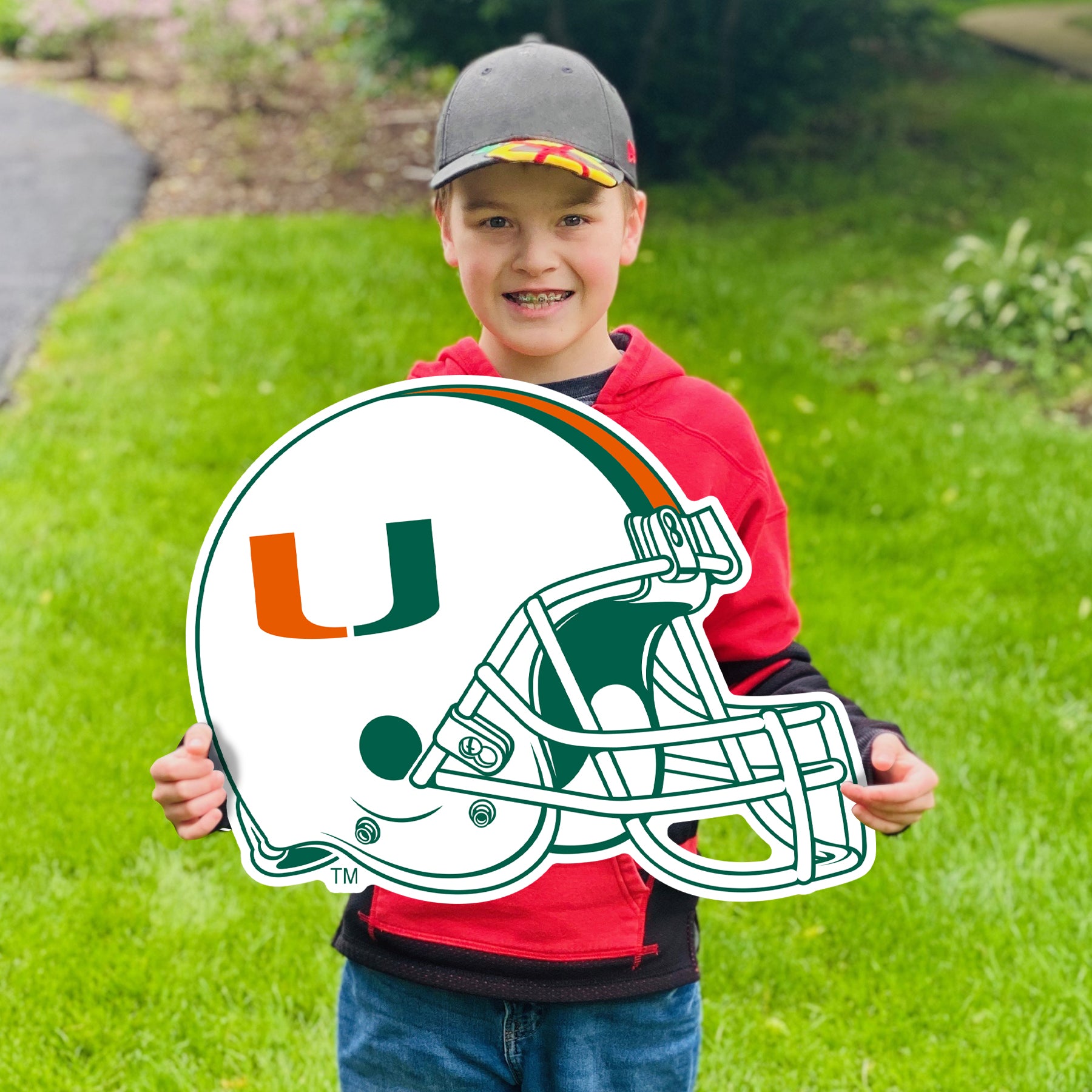 Miami Hurricanes Let's Go Helmet Lawn Display