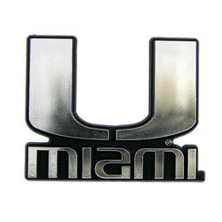 Miami Hurricanes Silver Auto Emblem - CanesWear at Miami FanWear Automobile Accessories Team ProMark CanesWear at Miami FanWear