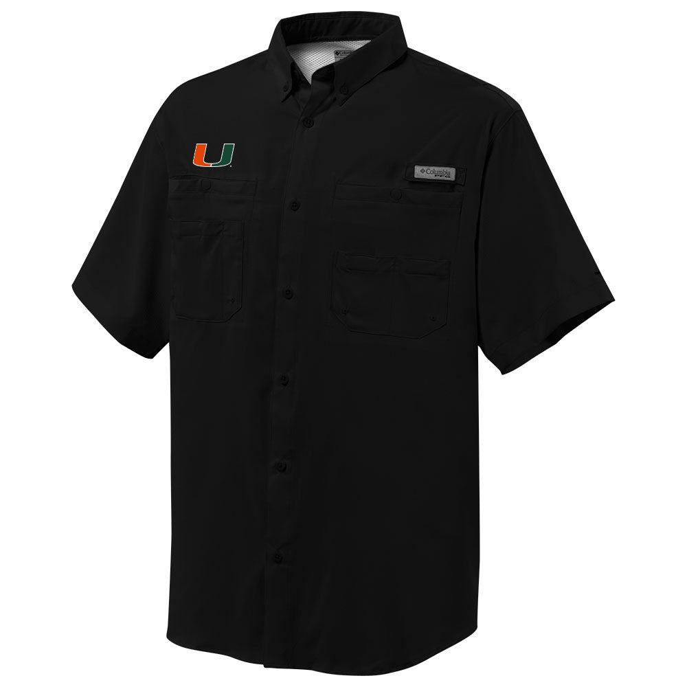 Miami Hurricanes Columbia PFG Tamiami Shirt U Logo  - Black
