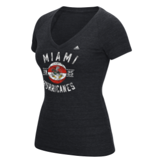 MIami Hurricanes adidas Women's Distressed Basketball T-Shirt - Black