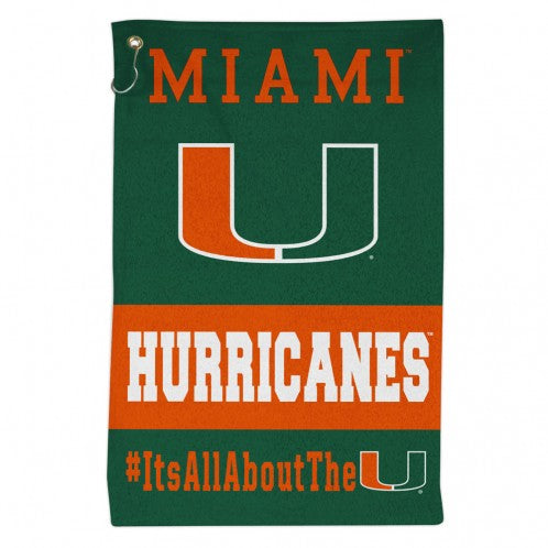 Miami Hurricanes Sports Towel with Grommet and Hook - 16" x 25"