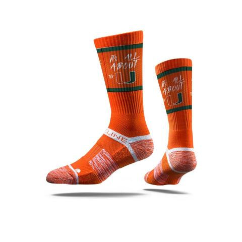 Miami Hurricanes Strideline It's All about the U Knit Crew Socks