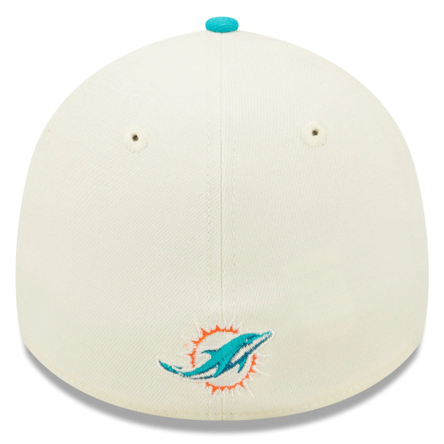 Miami Dolphins New Era Sideline 39Thirty 2-Tone Flex Fitted Hat - Cream/Aqua
