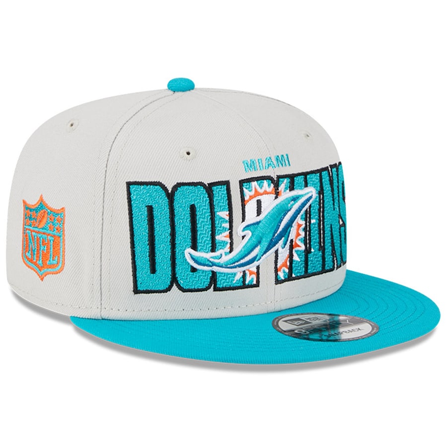 Miami Dolphins New Era 2023 Official Draft 9Fifty Snapback Hat - Stone/Aqua