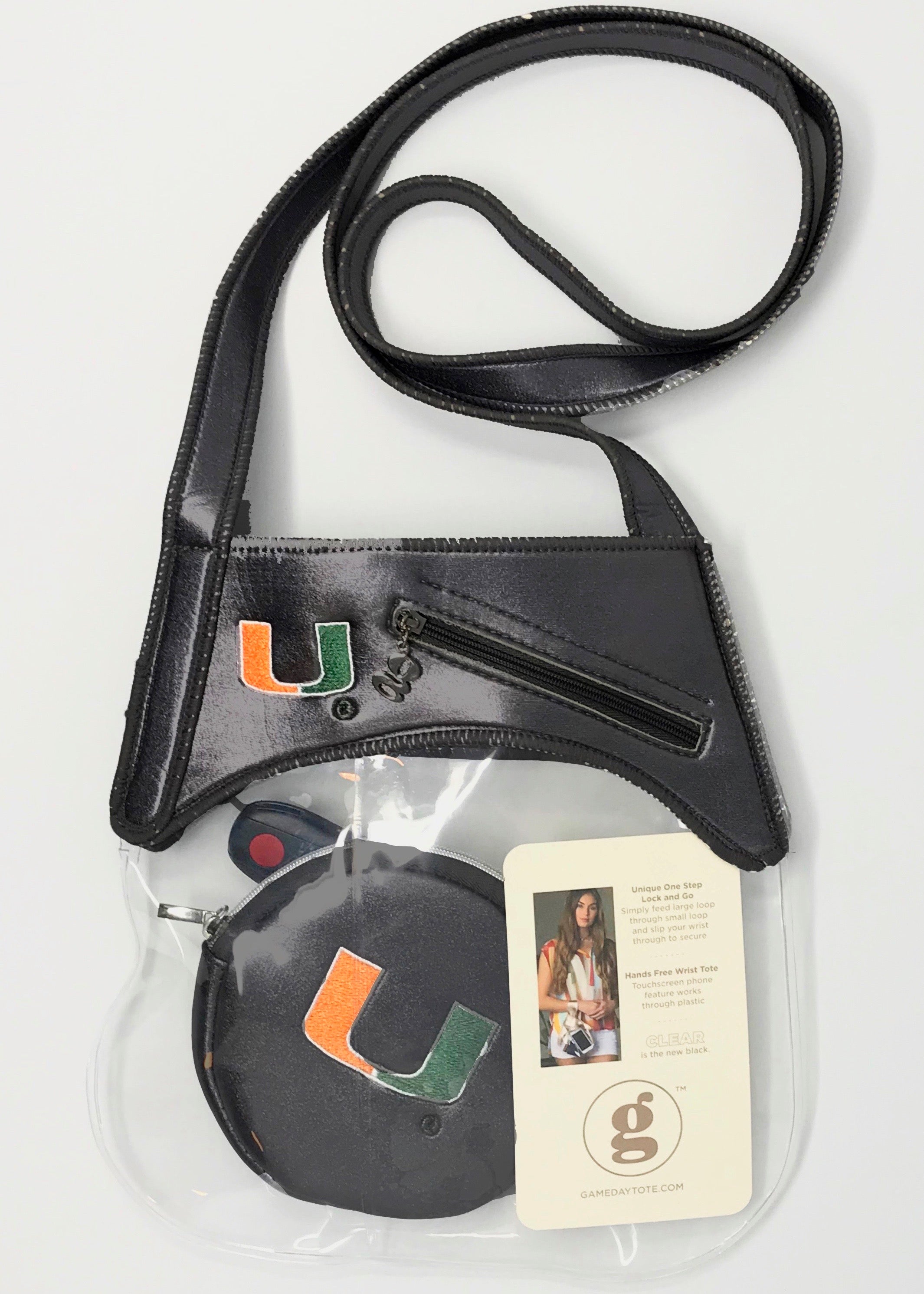 Miami Hurricanes Berkeley Crossbody Clear Stadium Bag–  Black