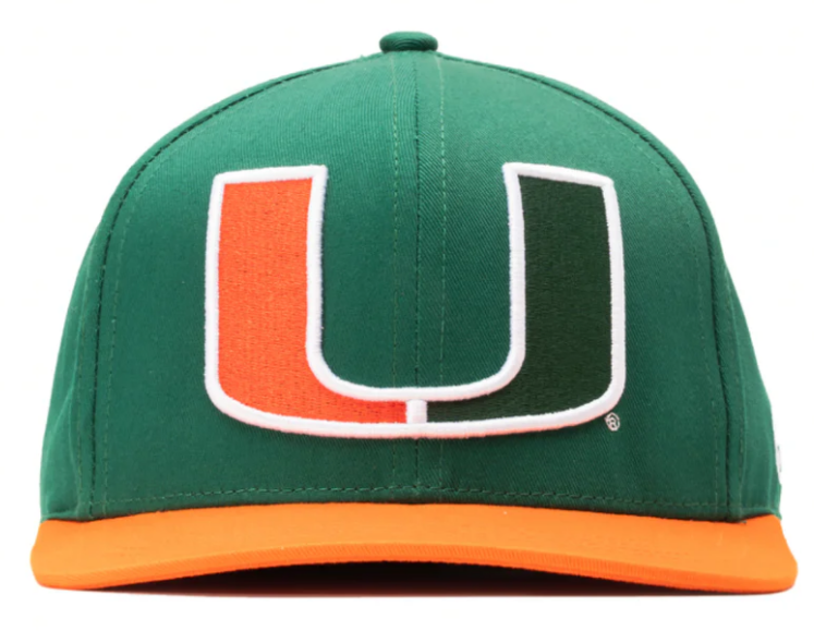 Miami Hurricanes Dyme Lyfe Big U Snapback Hat - Green/Orange
