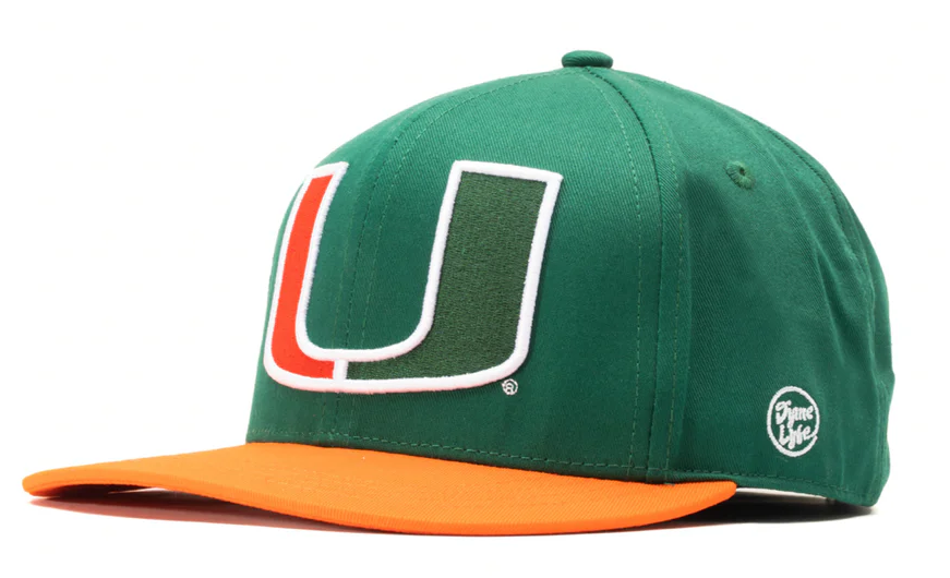 Miami Hurricanes Dyme Lyfe Big U Snapback Hat - Green/Orange