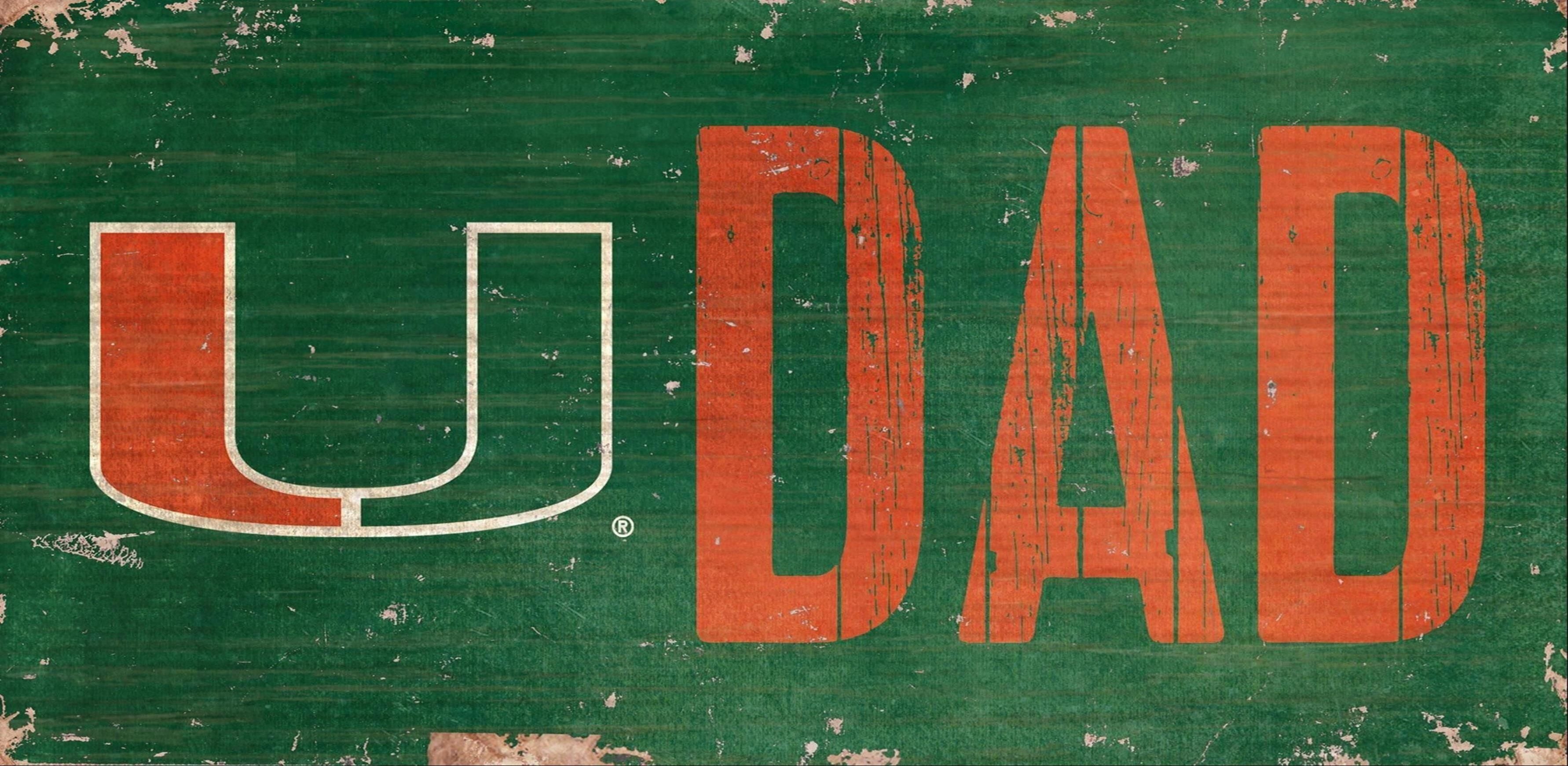 Miami Hurricanes U Dad Wooden Sign - 6" x 12"