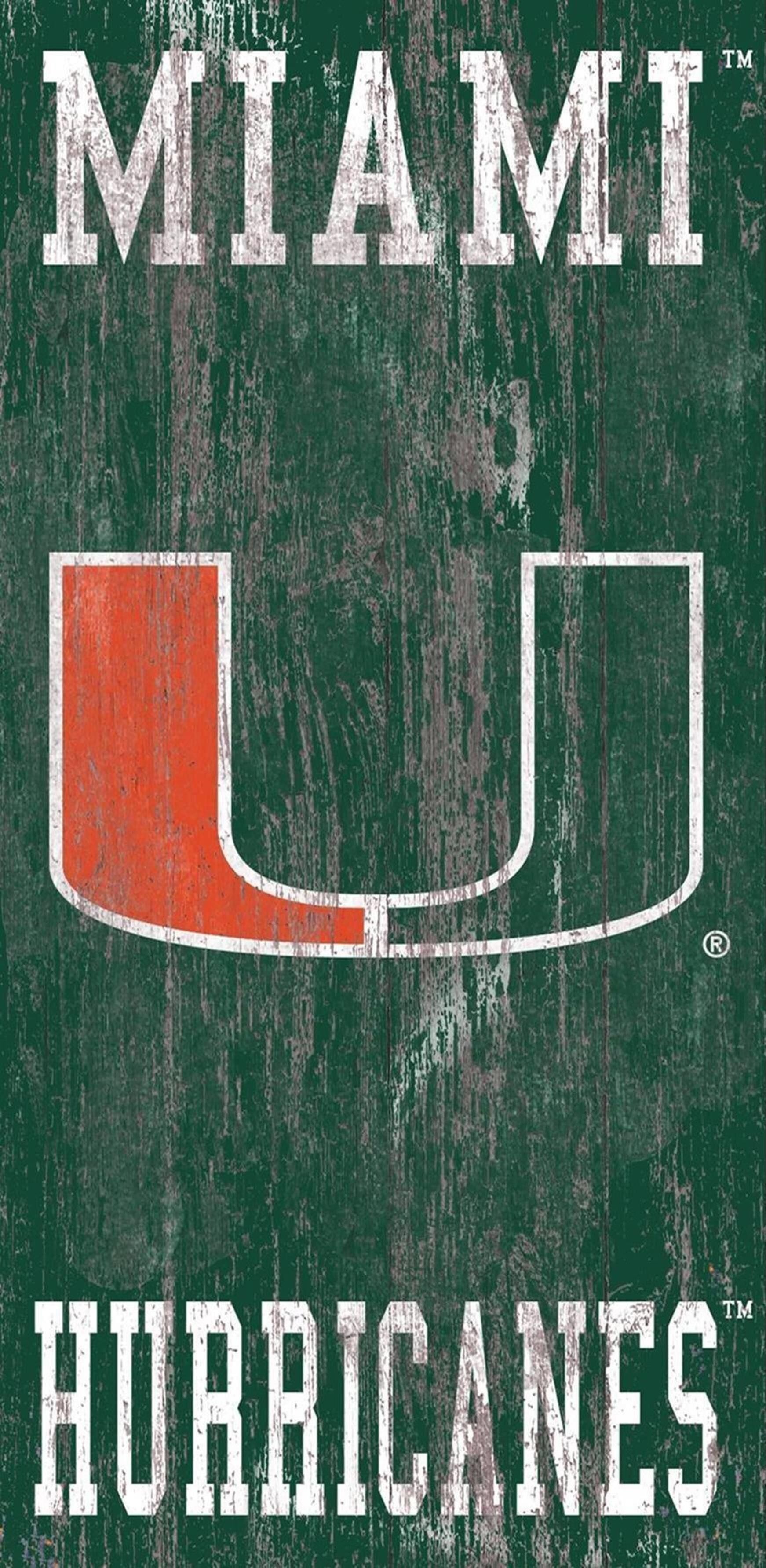 Miami Hurricanes Heritage Distressed Logo Wooden Sign - 6" x 12"