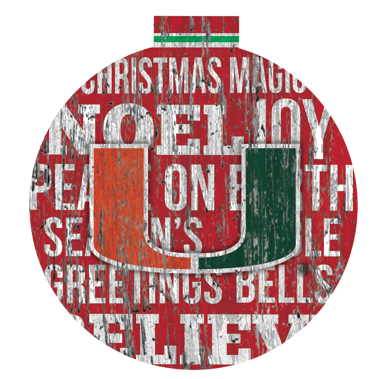 Miami Hurricanes Seasons Greetings Wooden Sign - 12"