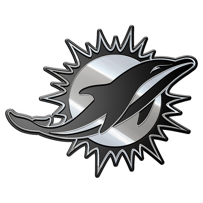 Miami Dolphins Auto Emblem-Silver - CanesWear at Miami FanWear Accesories Caseys CanesWear at Miami FanWear