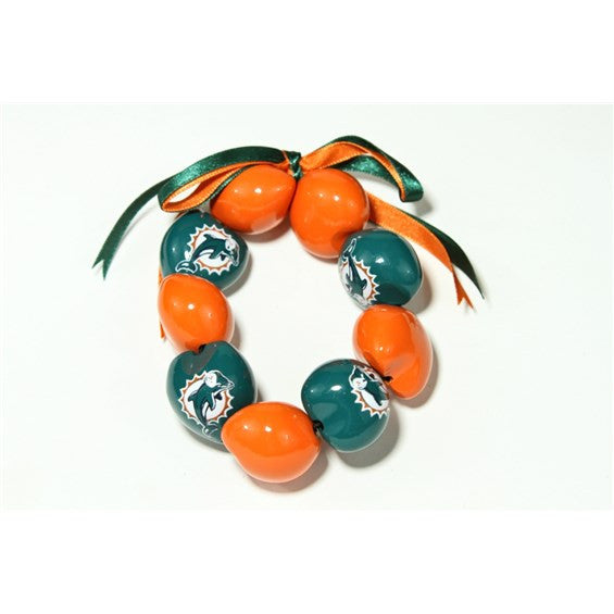 Miami Dolphins Go Nuts Kukui Macrame Bracelet - CanesWear at Miami FanWear Accessories St Louis Wholesale CanesWear at Miami FanWear