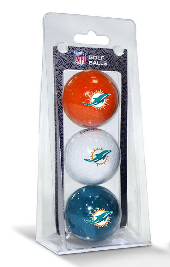 Miami Dolphins Golf Balls (3pk) - CanesWear at Miami FanWear Golf Casey's Distribution CanesWear at Miami FanWear
