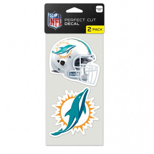 Miami Dolphins Perfect Cut Decal - 2 Pack 4" x 4" - CanesWear at Miami FanWear Decals Wincraft CanesWear at Miami FanWear