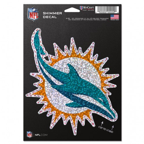 Miami Dolphins Shimmer Decal 5 x 7" - CanesWear at Miami FanWear Decals & Stickers WinCraft CanesWear at Miami FanWear