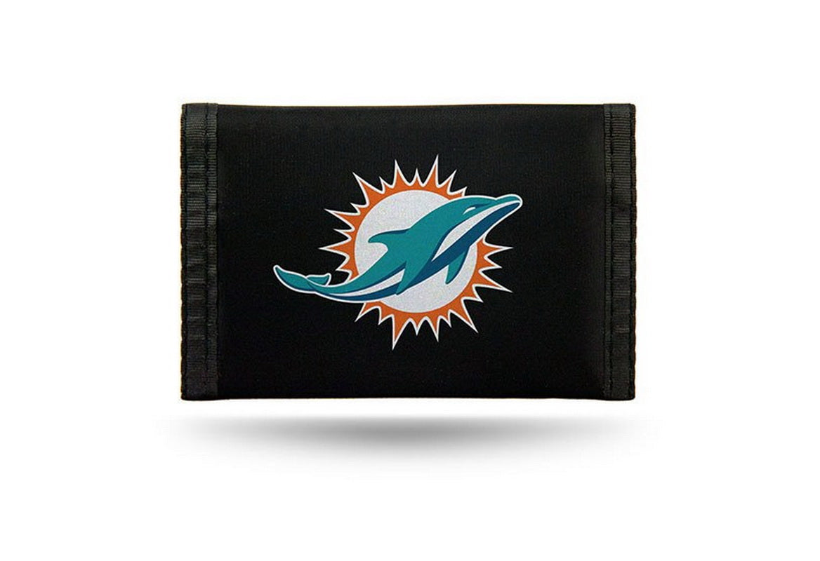 Miami Dolphins Nylon Tri-Fold Wallet - Black