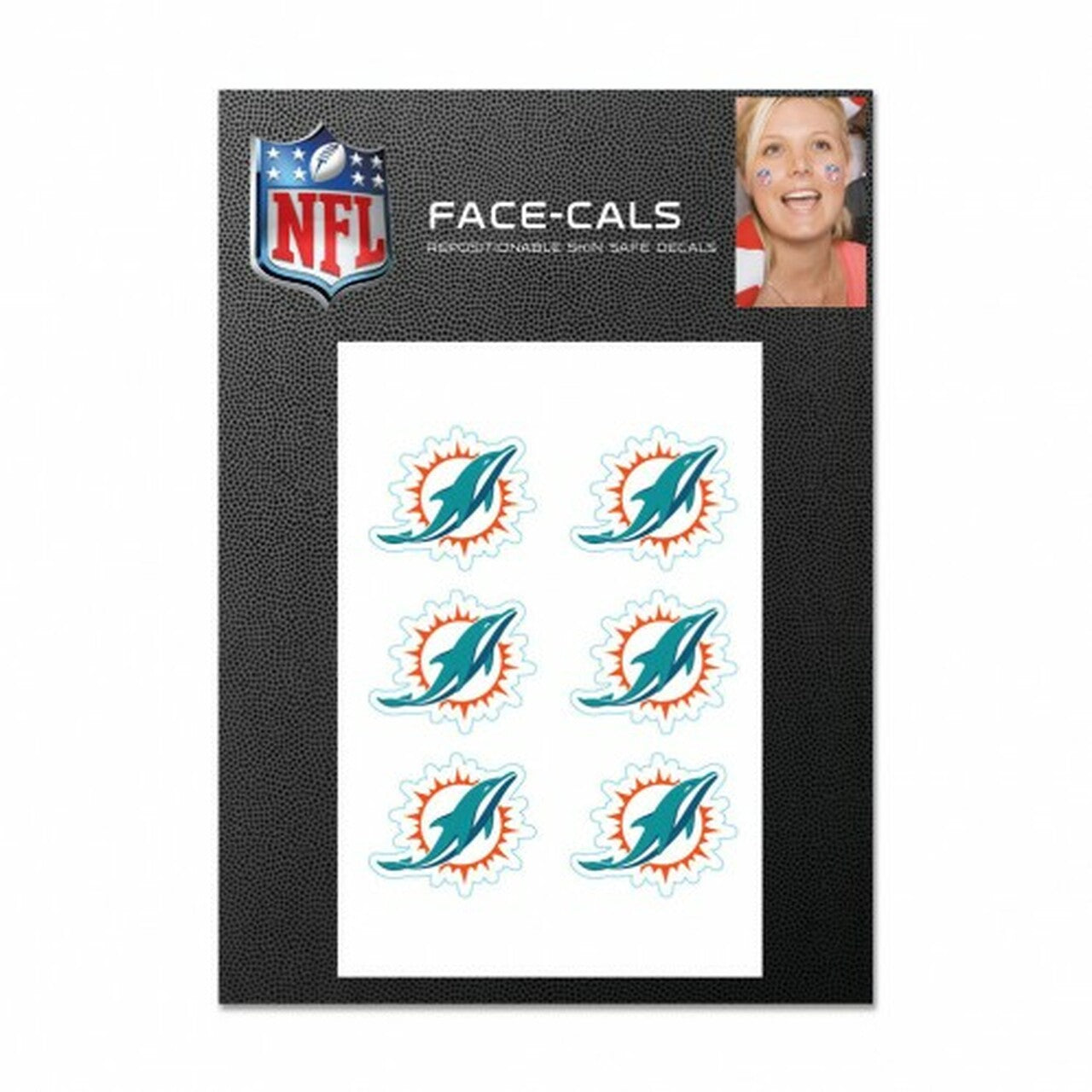 Miami Dolphins Face-Cals Decals - 6 Pack
