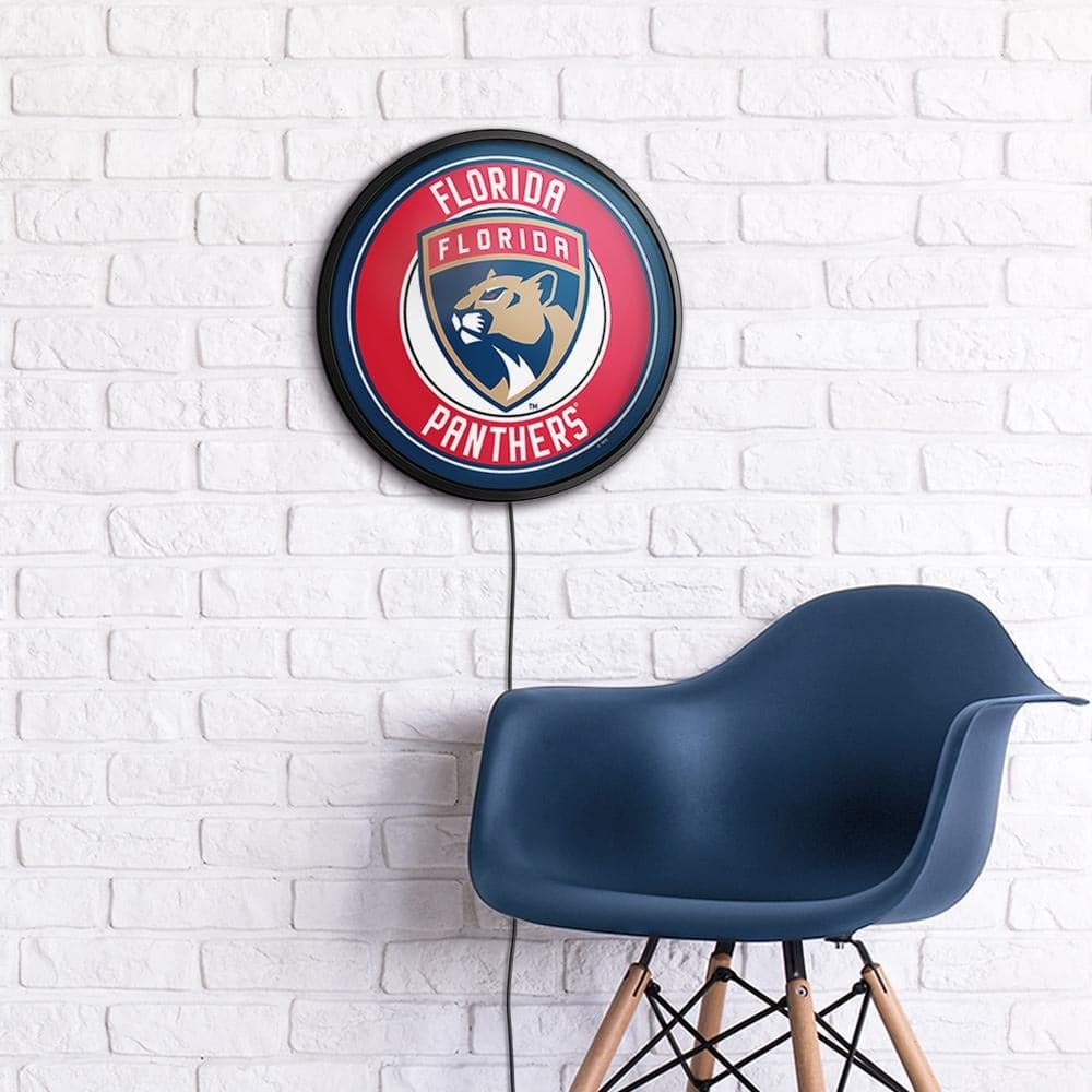 Florida Panthers: Round Slimline Lighted Wall Sign - The Fan-Brand