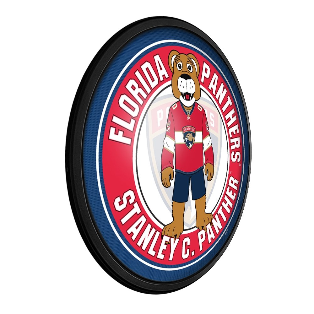 Florida Panthers: Stanley C. Panther - Round Slimline Lighted Wall Sign - The Fan-Brand