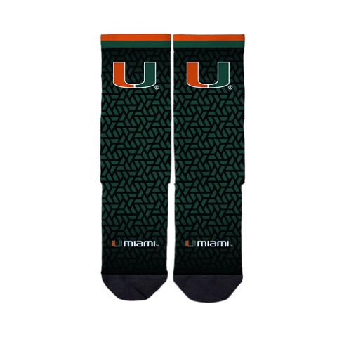 Miami Hurricanes Strideline Green Classic Sublimated Crew Socks