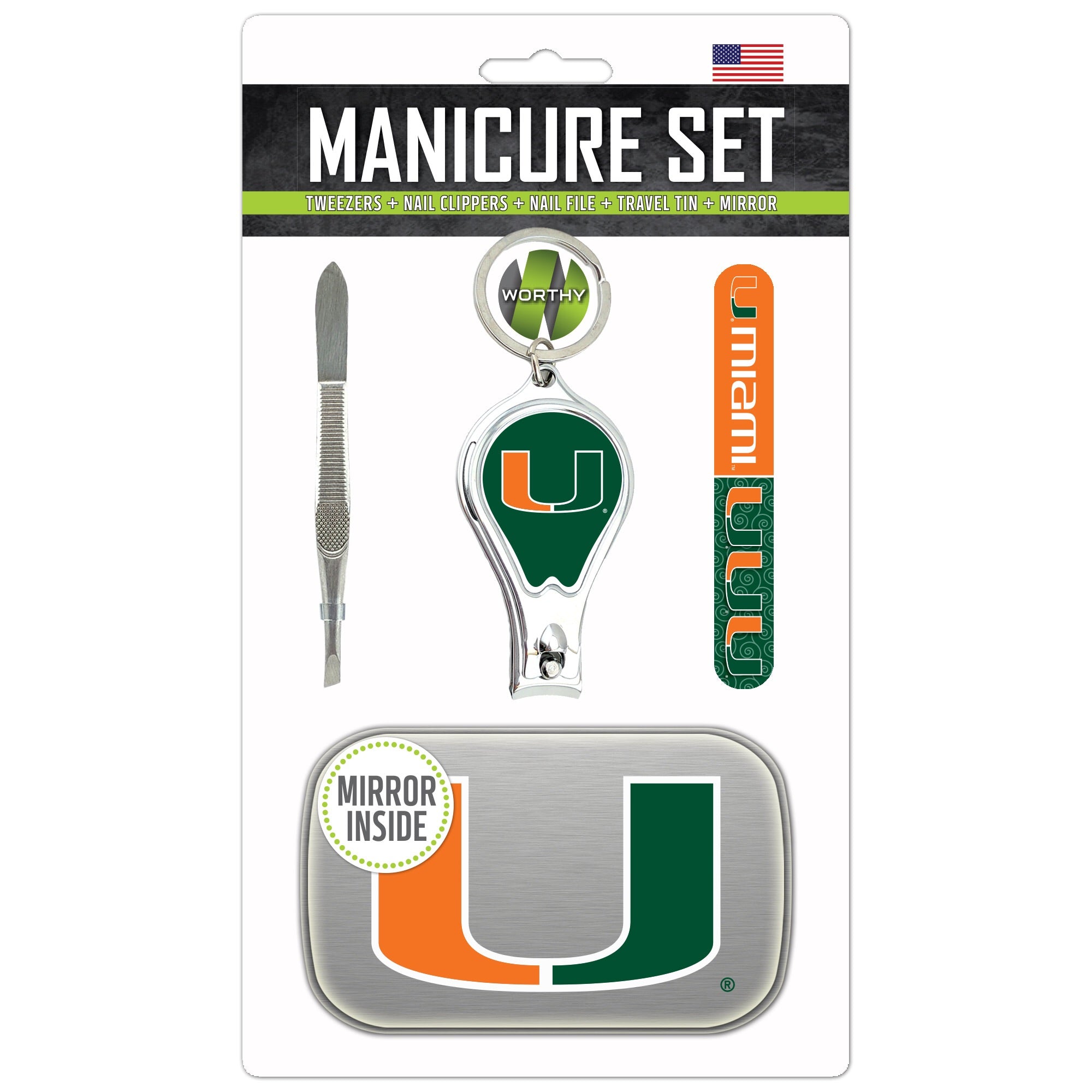 Miami Hurricanes Manicure Set w/ Travel Tin Case