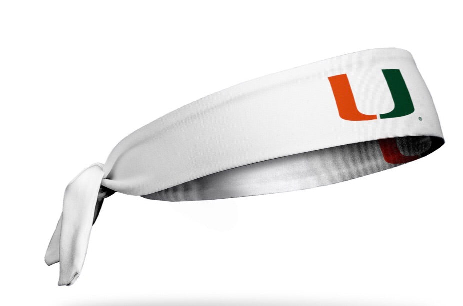 Miami Hurricanes Tie Headband U Logo - White