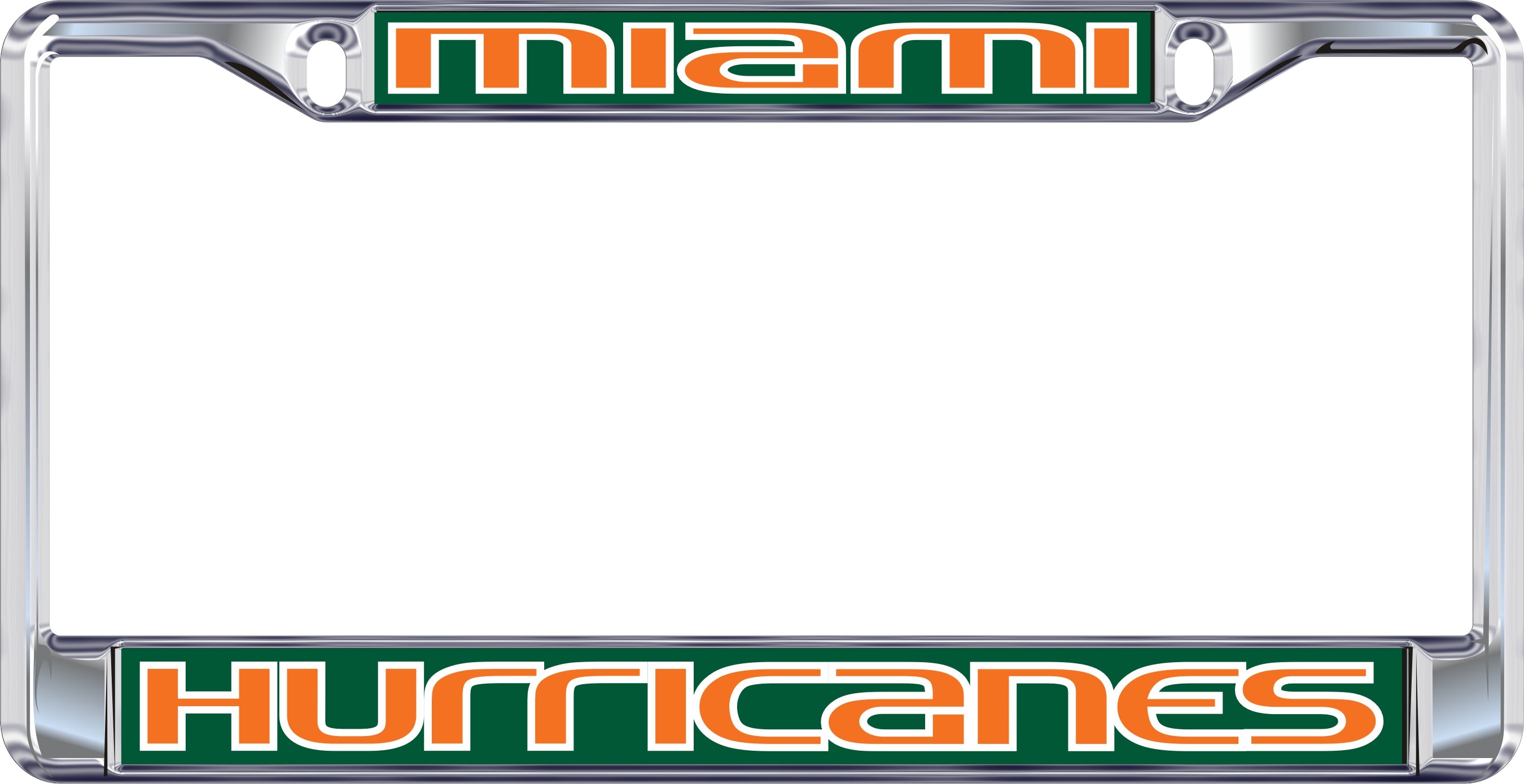 Miami Hurricanes Metal License Plate Frame - Silver