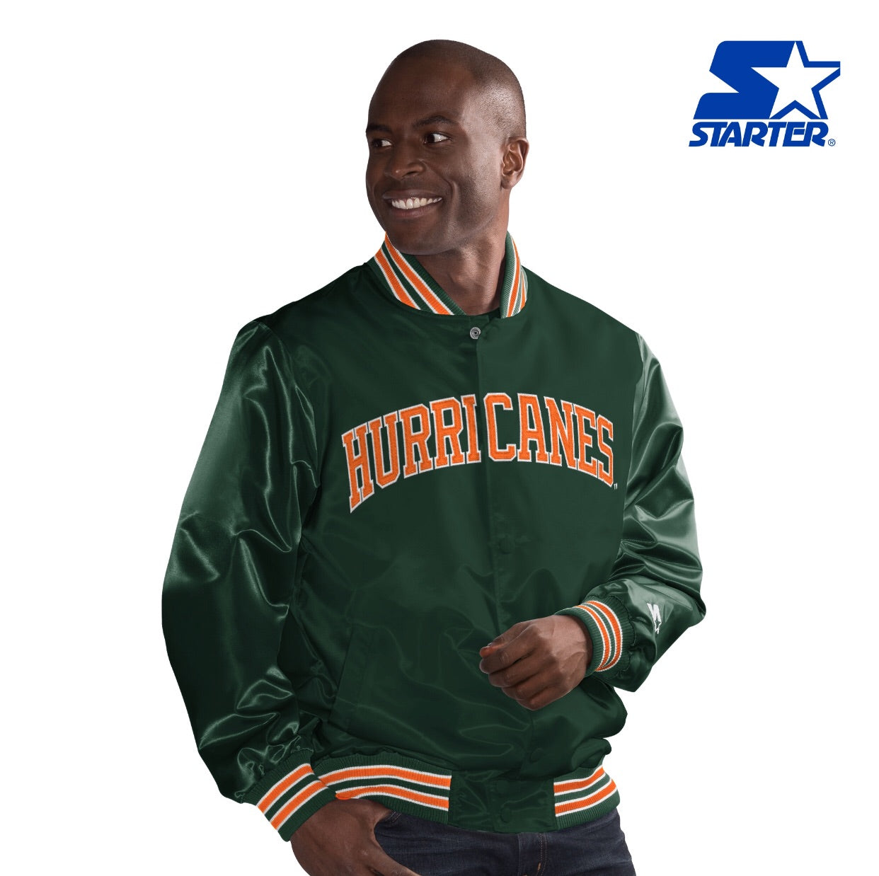 Miami Hurricanes Youth Classic Starter Jacket- Vintage Green