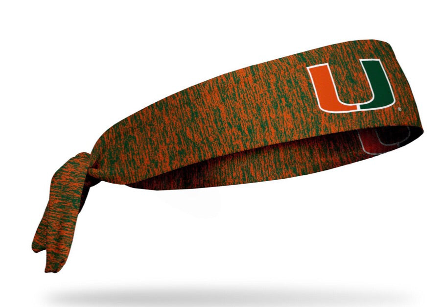 Miami Hurricanes Tie Headband U Logo - Heathered Orange/Green