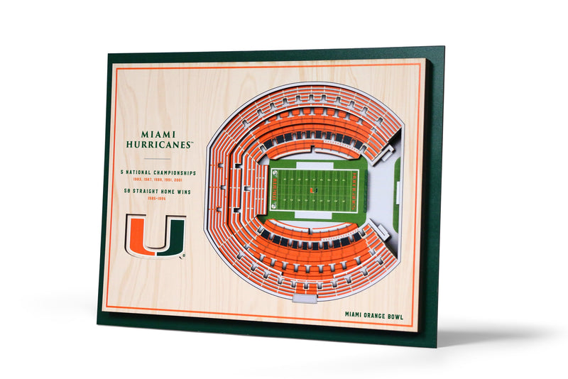 Miami Hurricanes Orange Bowl 5 Layer Stadiumview 3D Wall Art
