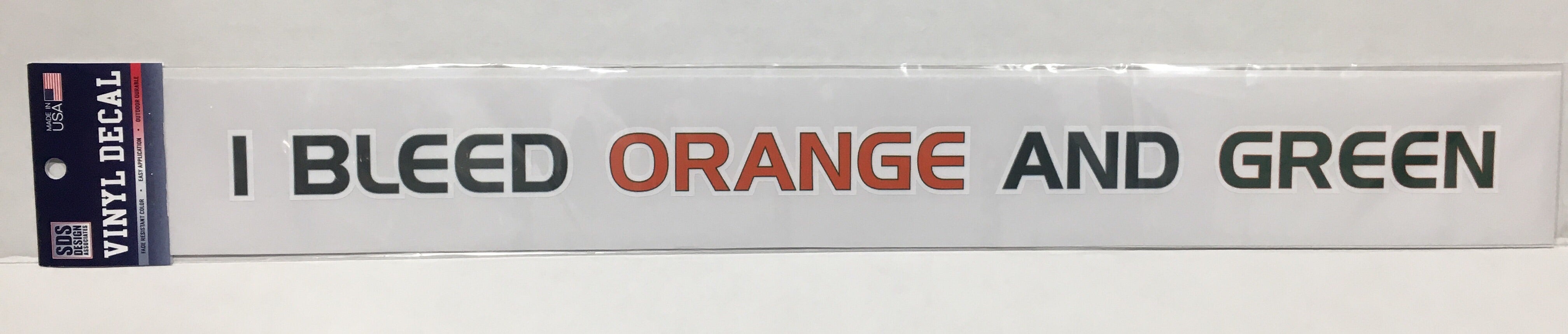 Miami Hurricanes 20" I Bleed Orange & Green Text Vinyl Decal
