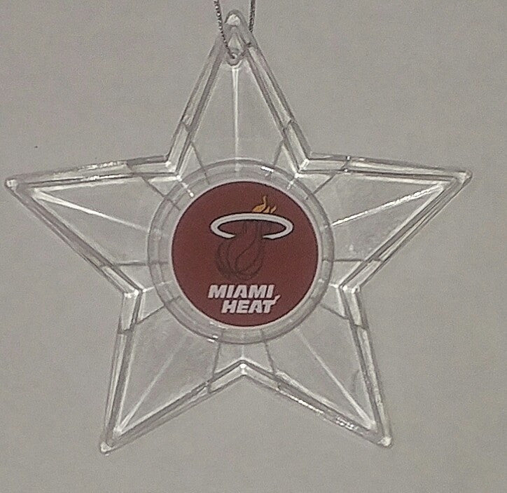 Miami Heat Plastic Star Ornament - CanesWear at Miami FanWear Holiday Boelter CanesWear at Miami FanWear