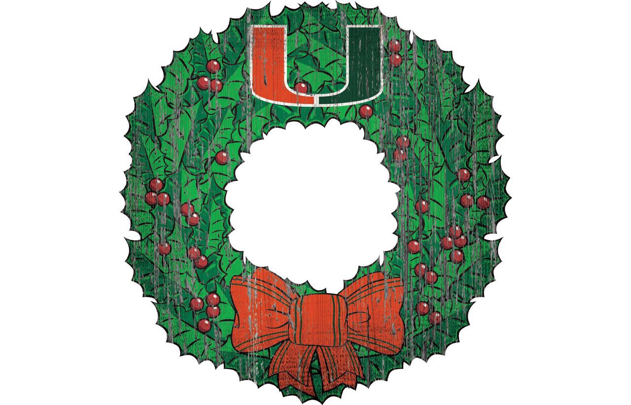 Miami Hurricanes Team Wreath Wooden Sign - 15"