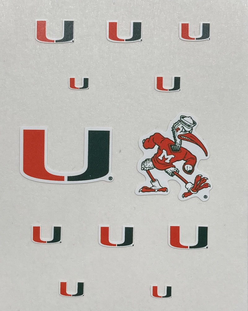 Miami Hurricanes Face & Nail Decal Pack