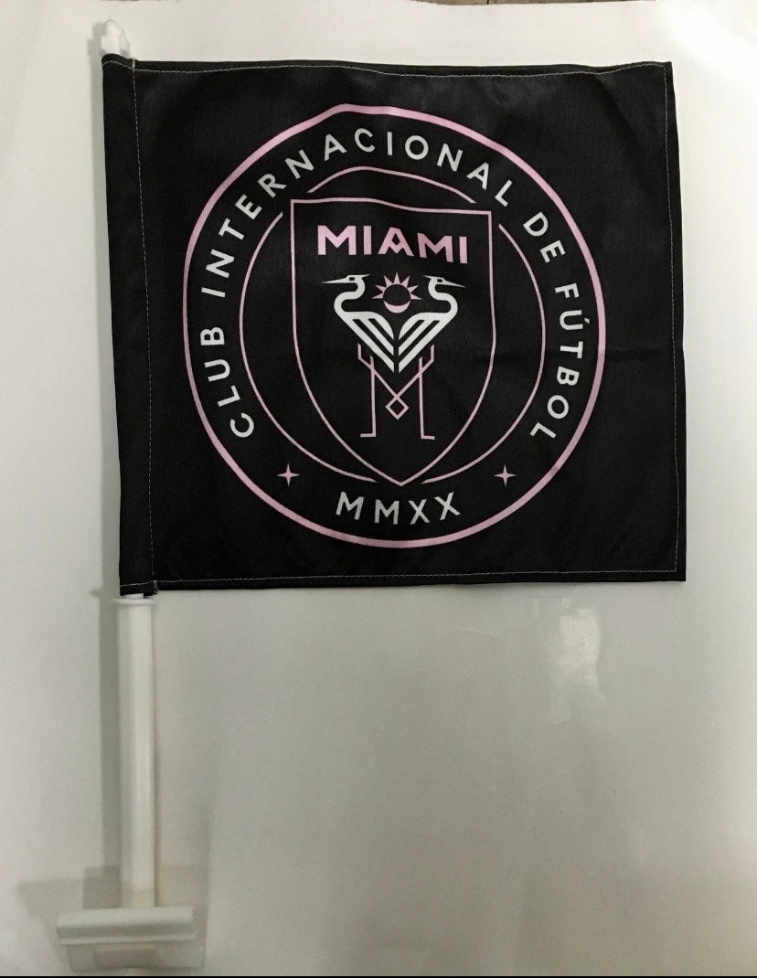 Inter Miami CF MLS Primary Logo Car Flag - Black