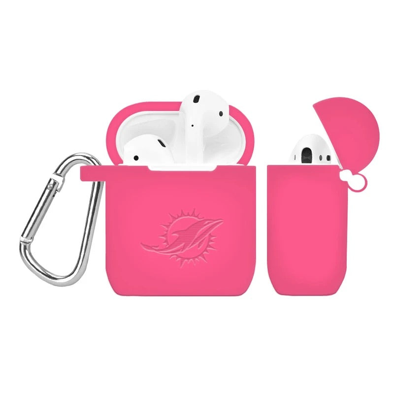 Miami Dolphins Debossed AirPod Case Cover - Pink