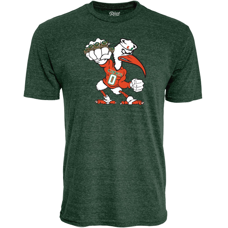 Miami Hurricanes Men's 5 Rings POW T-Shirt - Green