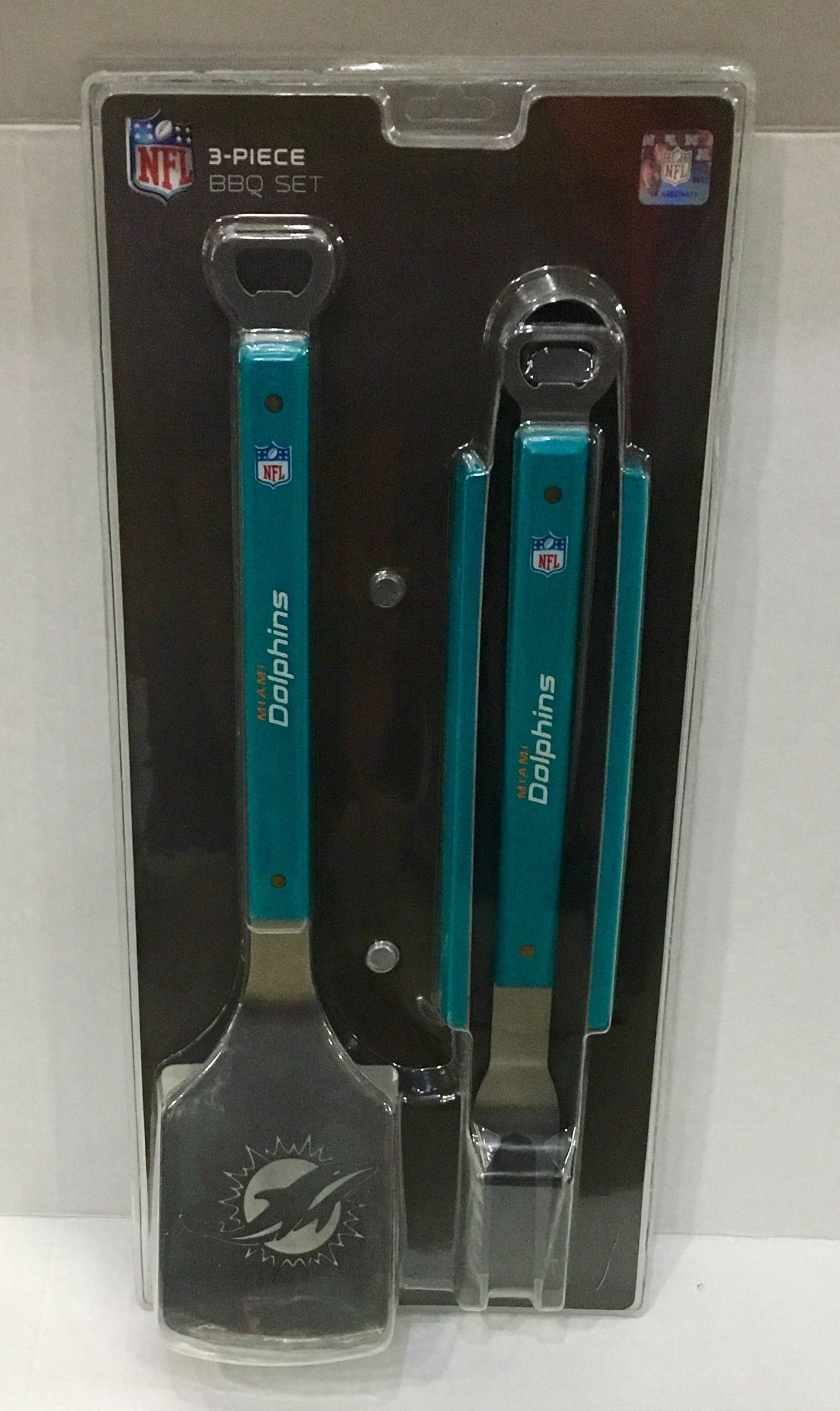 Miami Dolphins 3-Piece Sportula BBQ Set - Aqua