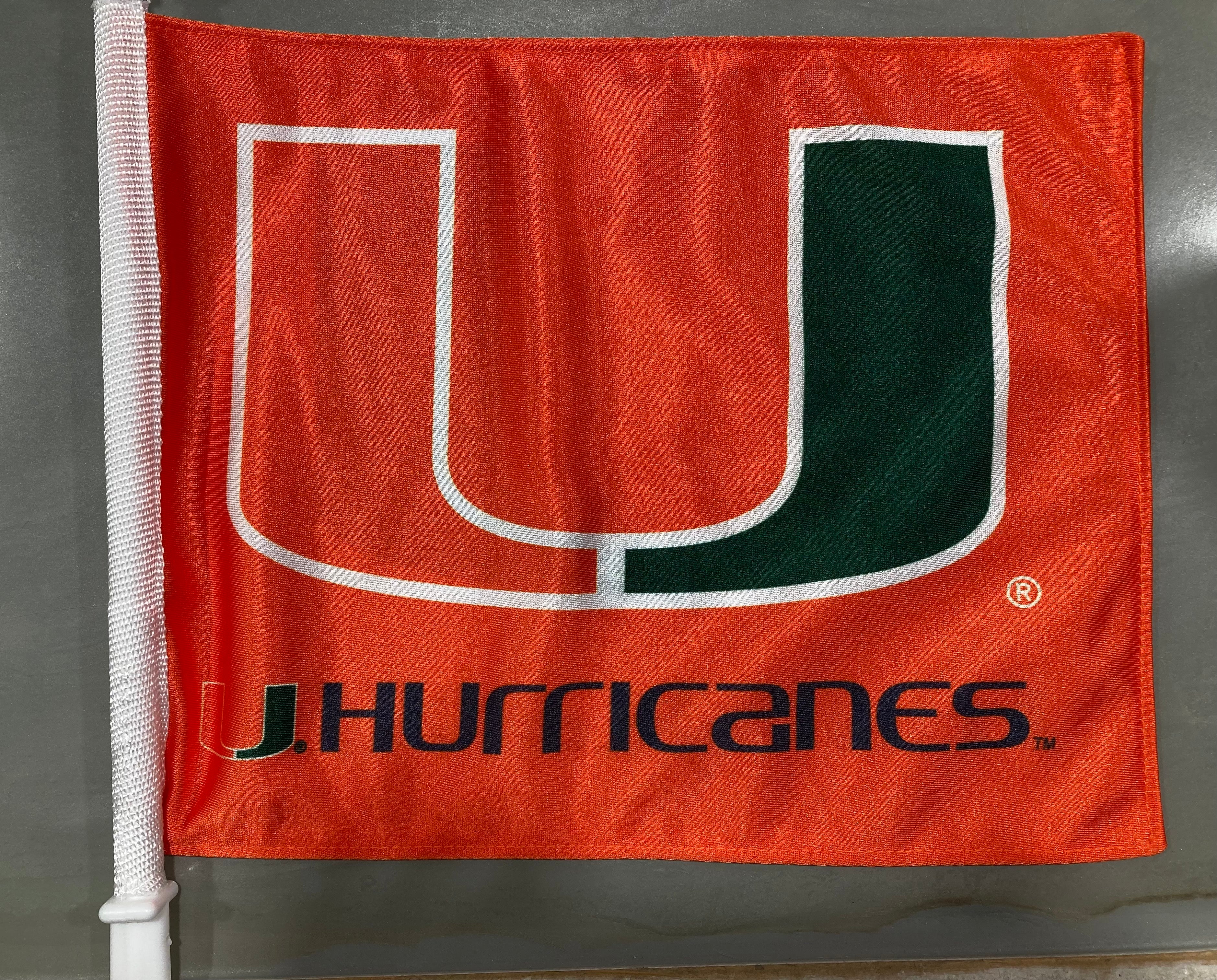 Miami Hurricanes U Hurricanes Car Flag - Orange