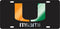 Miami Hurricanes U Miami Laser Cut Front License Plate / Tag - Black