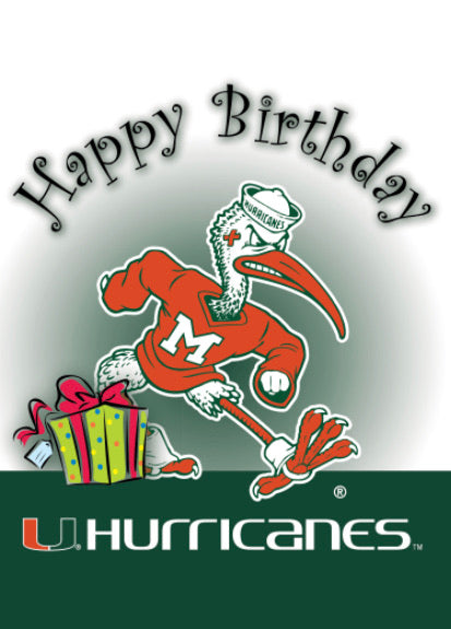 Miami Hurricanes Birthday Card - Sebastian U
