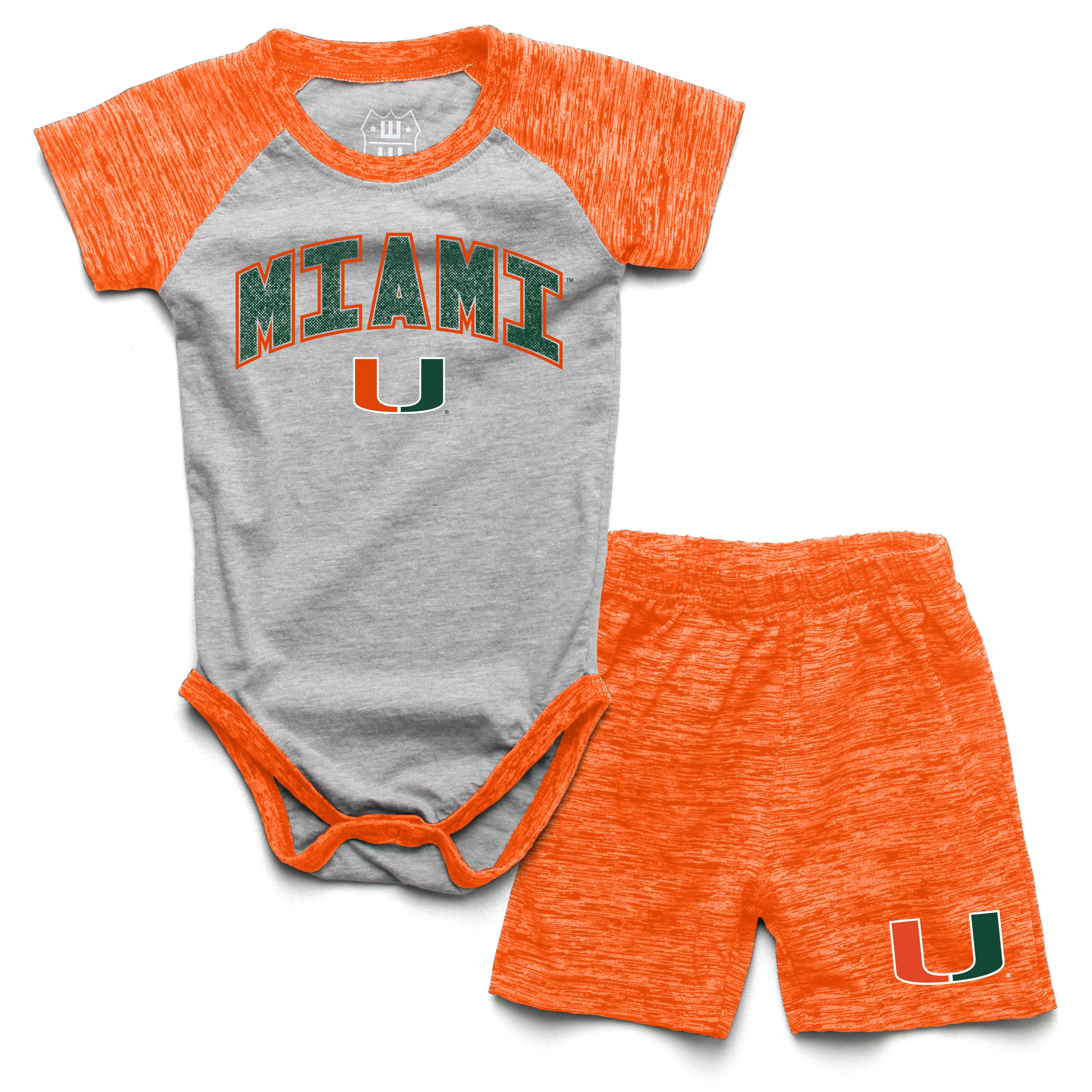 Miami Hurricanes Wes and Willy Hopper Infant Onesie Short Set - Orange Crush