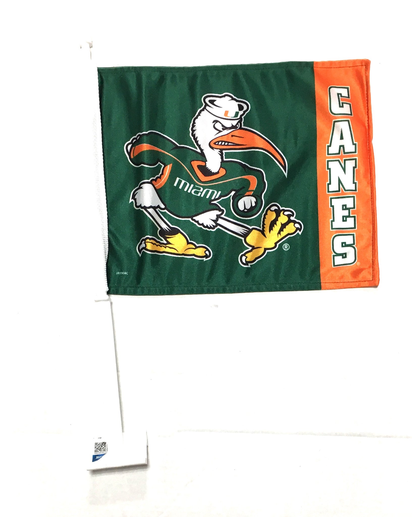 Miami Hurricanes Ibis with Stripe Car Flag - Green