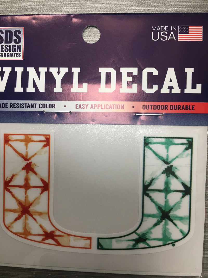 Miami Hurricanes U Logo Star Pattern Vinyl Decal