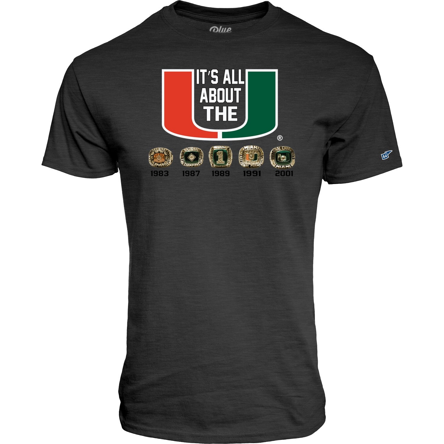 Miami Hurricanes 5 Rings All About The U T-Shirt - Charcoal Grey