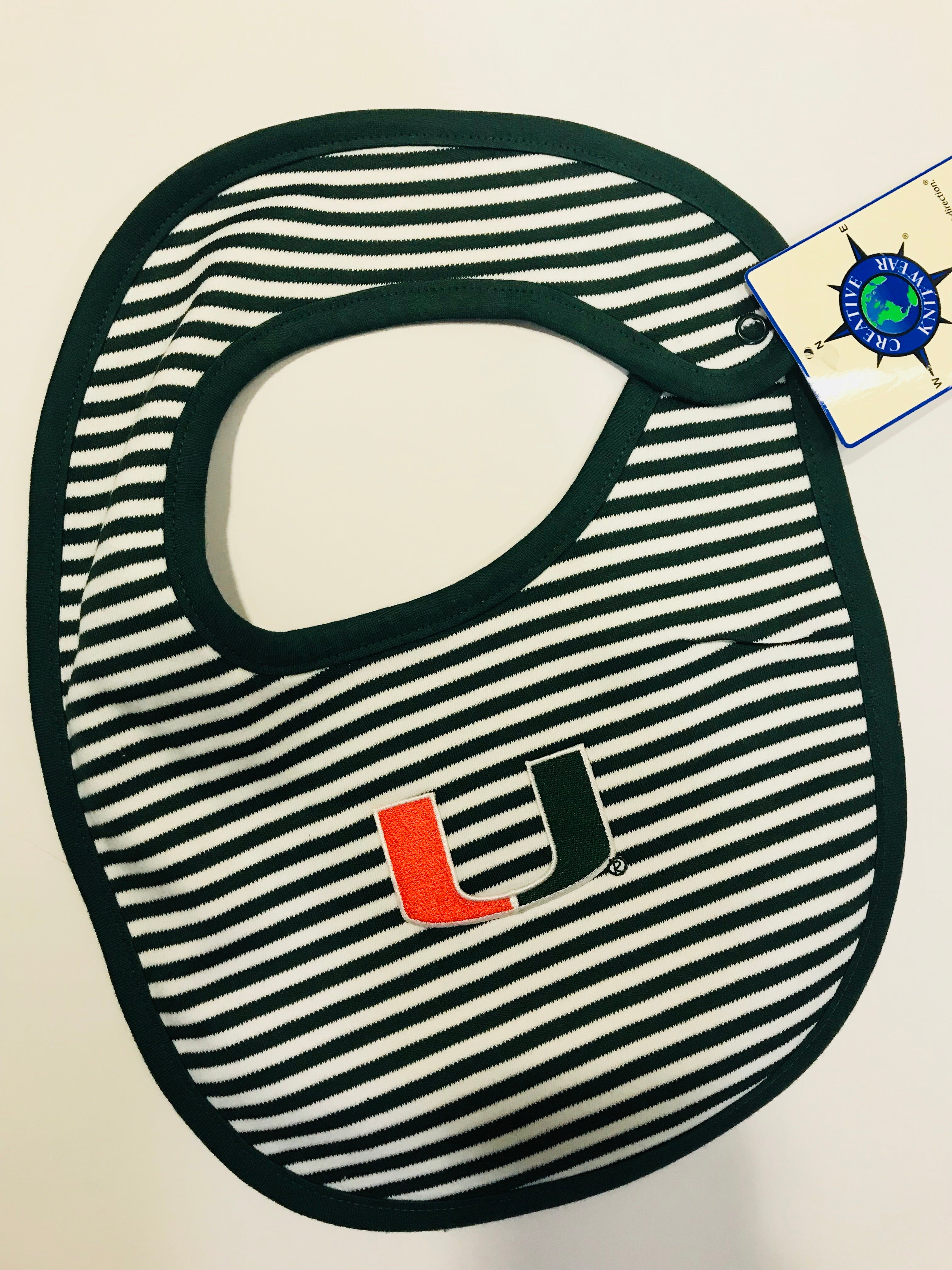 Miami Hurricanes Green Striped Bib