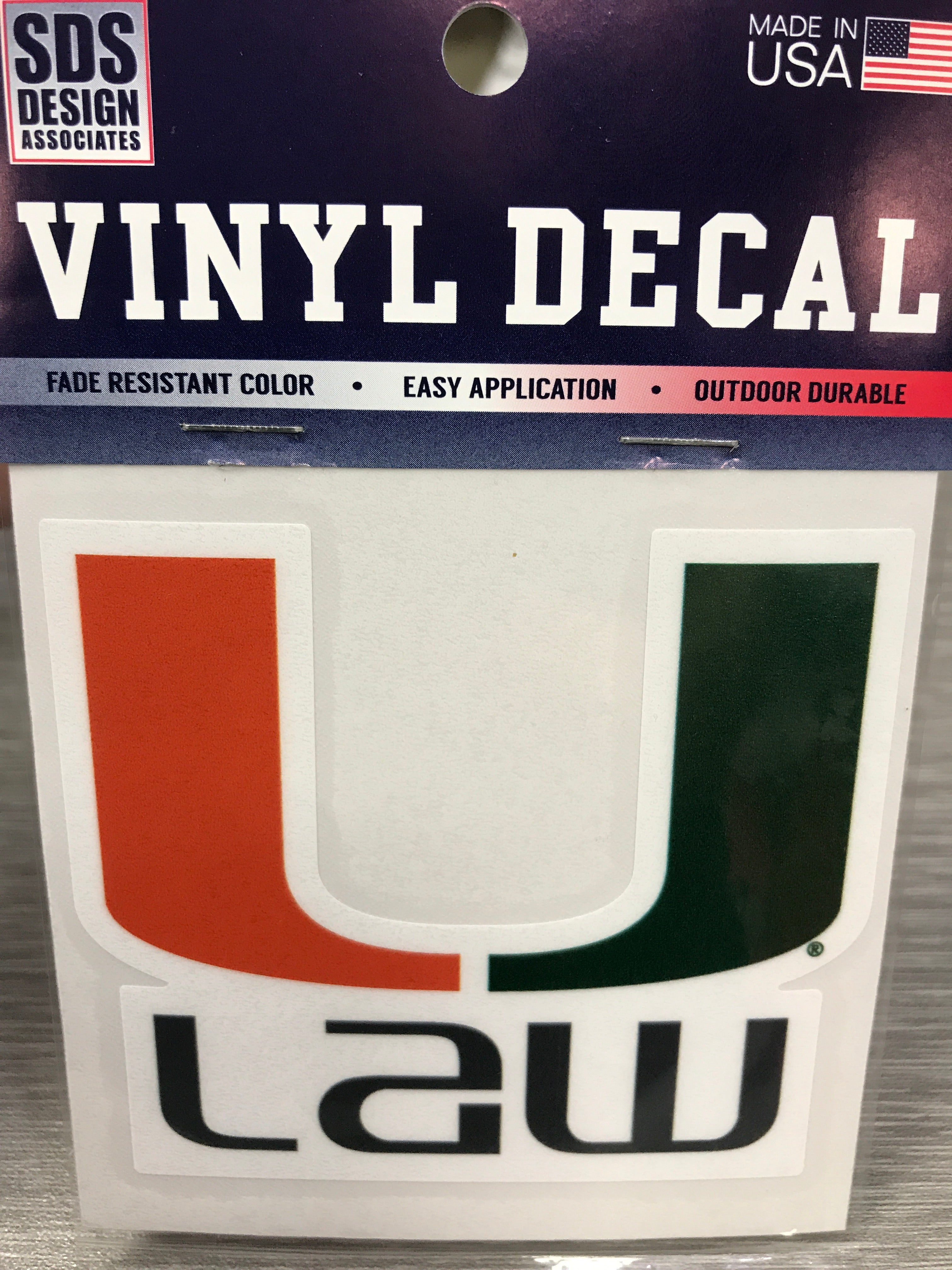 Miami Hurricanes U Law Vinyl Decal - 3"