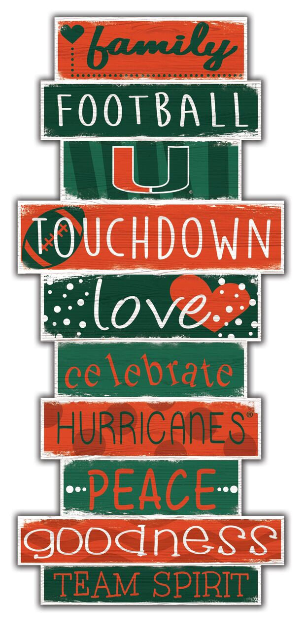 Miami Hurricanes Celebrations Stack Wooden Sign - 24"