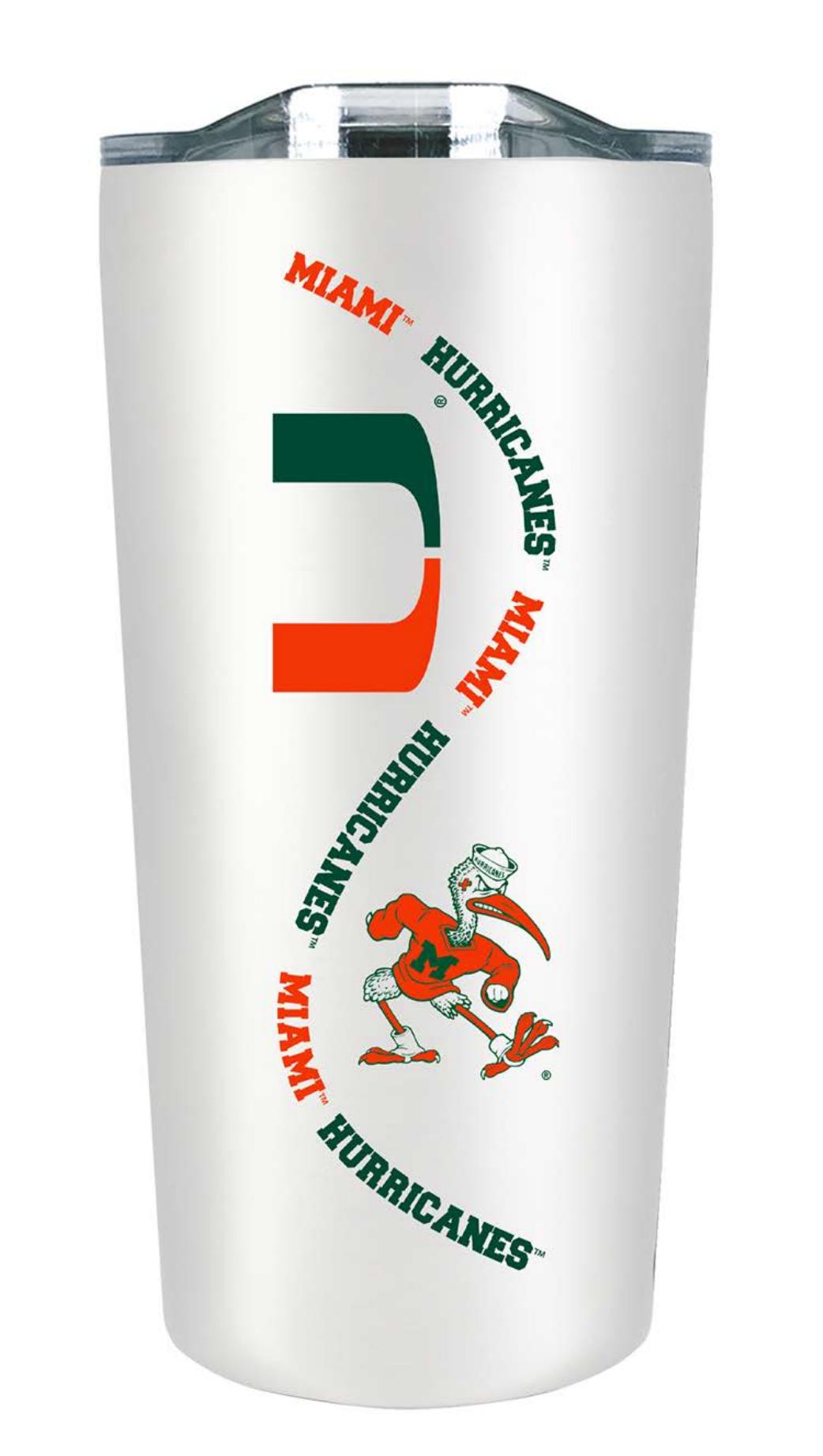 Miami Hurricanes Stainless Steal Soft Touch Swirl 18oz Tumbler - White